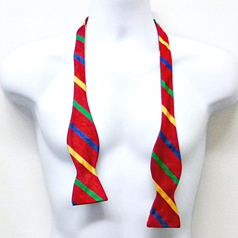 Robert Talbott Silk Bow Tie Bright Red Stripes